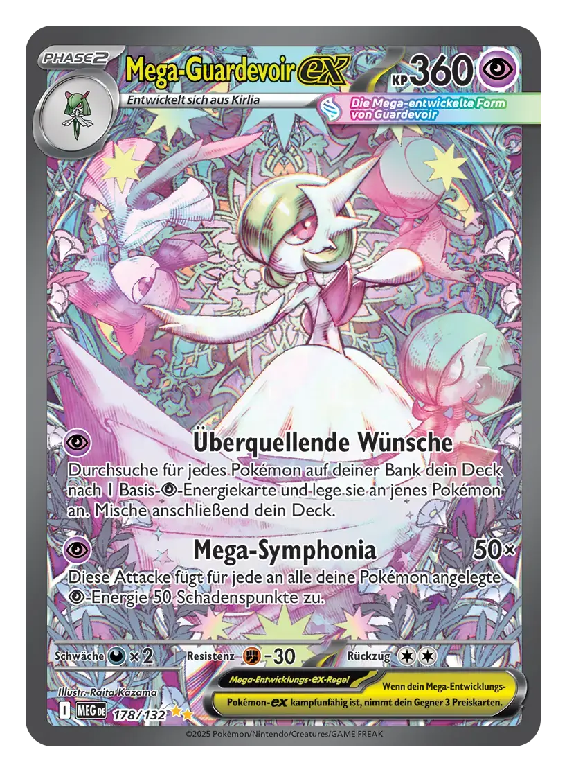 Pokémon TCG Mega-Guardevoir-ex (360 KP, Psycho-Typ), Phase 2, entwickelt sich aus Kirlia, Kartennummer 178/132