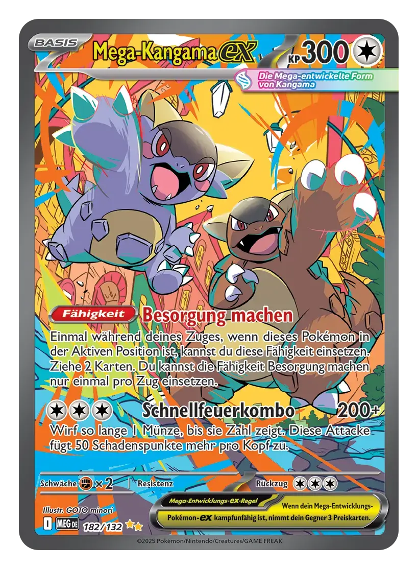 Pokémon TCG Mega-Kangama-ex (300 KP, Normal-Typ), Basis-Pokémon mit Fähigkeit Besorgung machen, Nr. 182/132