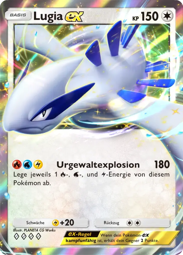 Pokémon TCG Pocket Karte Lugia-ex (150 KP, Farblos-Typ, Basis-Pokémon) mit Attacke Urgewaltexplosion