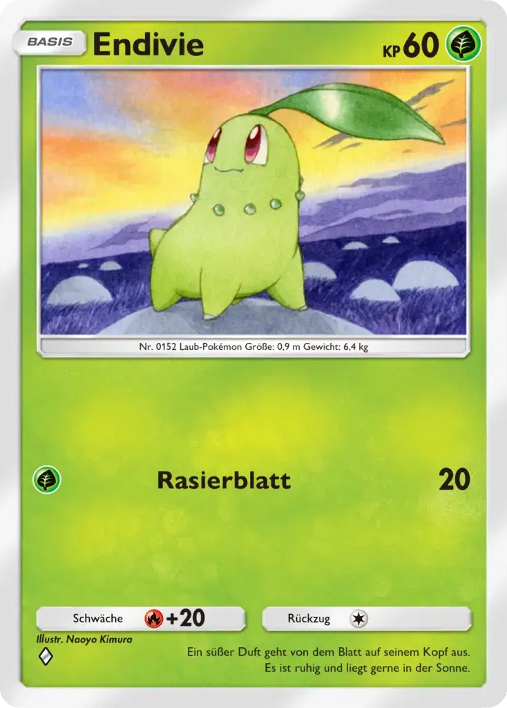 Pokémon TCG Pocket Karte Endivie (60 KP, Pflanzen-Typ, Basis-Pokémon) mit Attacke Rasierblatt
