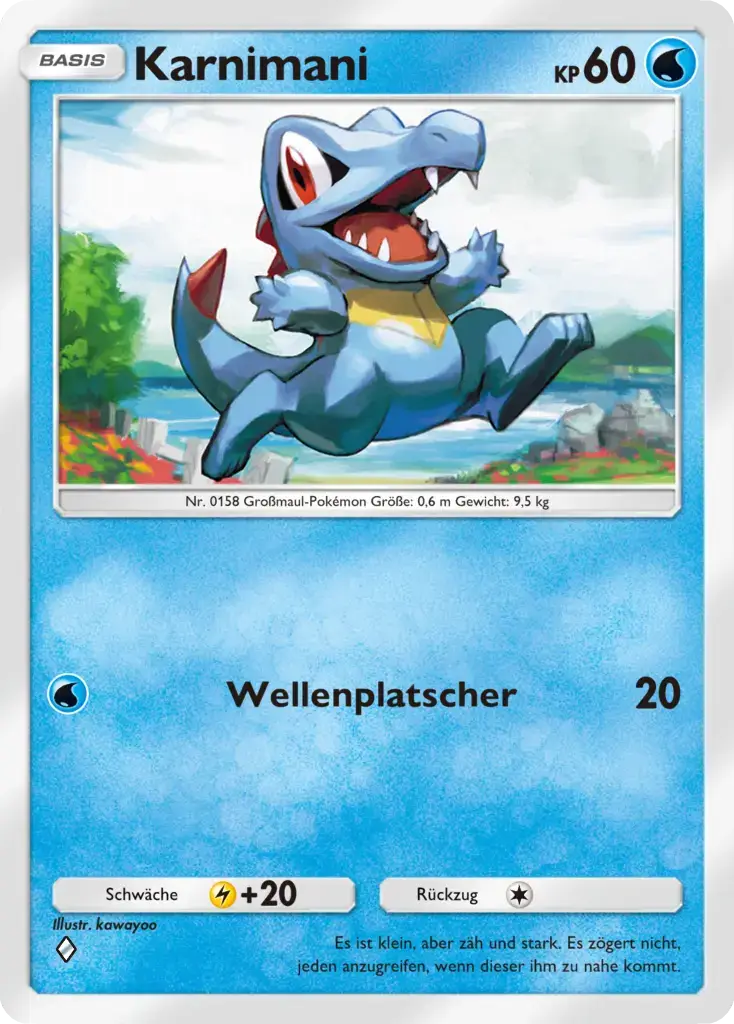 Pokémon TCG Pocket Karte Karnimani (60 KP, Wasser-Typ, Basis-Pokémon) mit Attacke Wellenplatscher
