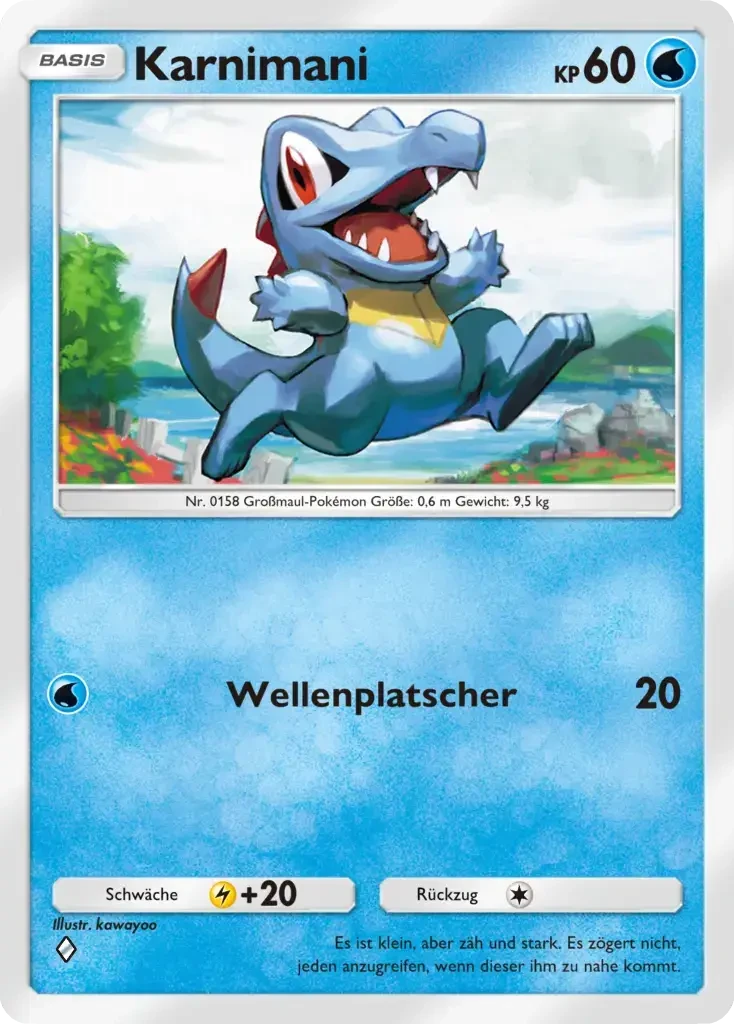 Pokémon TCG Pocket Karte Karnimani (60 KP, Wasser-Typ, Basis-Pokémon) mit Attacke Wellenplatscher