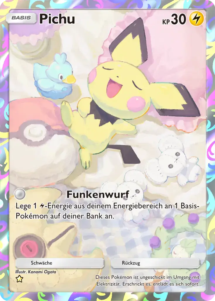 Pokémon TCG Pocket Karte Pichu (30 KP, Elektro-Typ, Basis-Pokémon) mit Attacke Funkenwurf