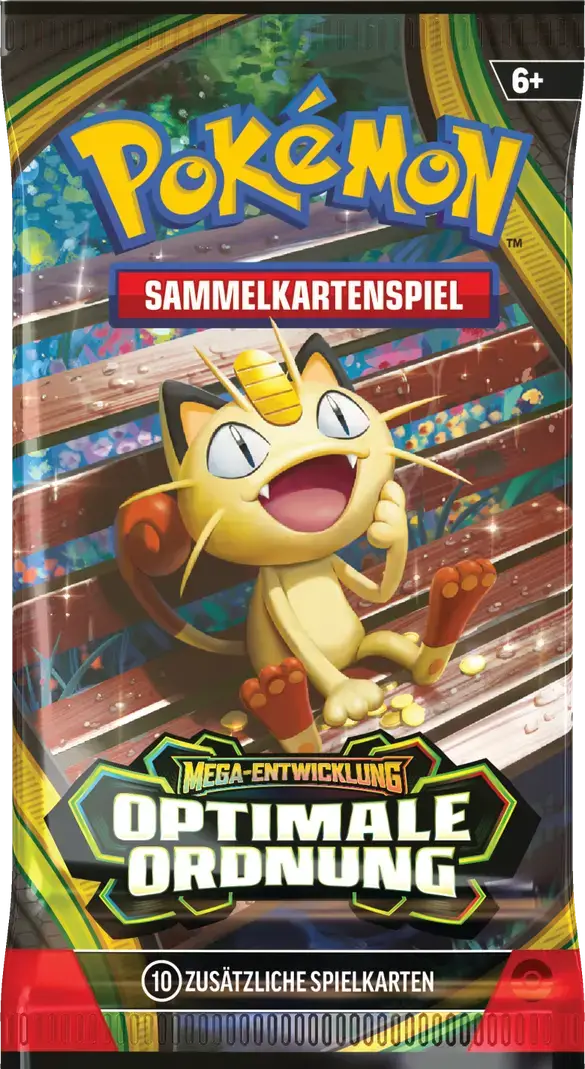 Pokémon TCG Boosterpack Mega-Entwicklung Optimale Ordnung mit Mauzi in bunter Illumina City Szene