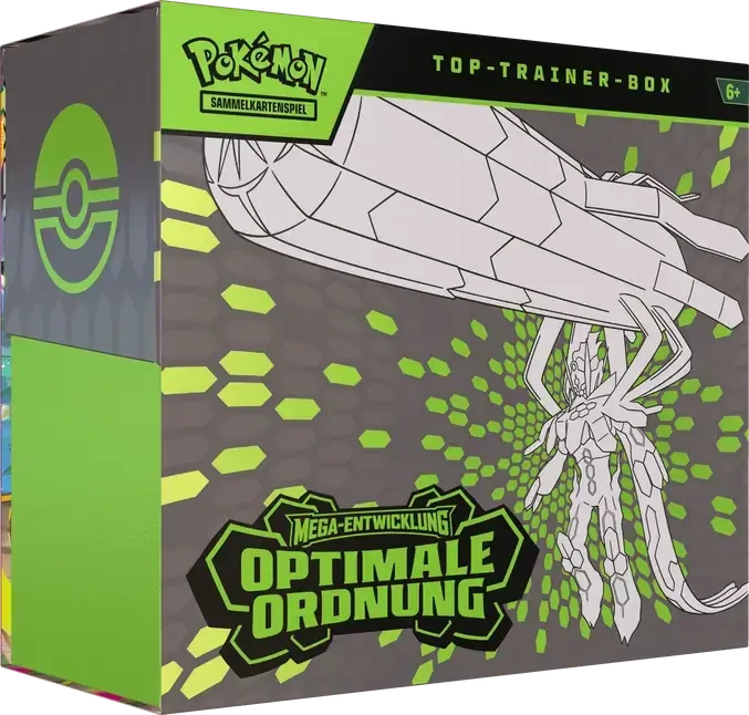 Pokémon TCG Top-Trainer-Box Mega-Entwicklung Optimale Ordnung in Grün mit Mega-Zygarde Illustration