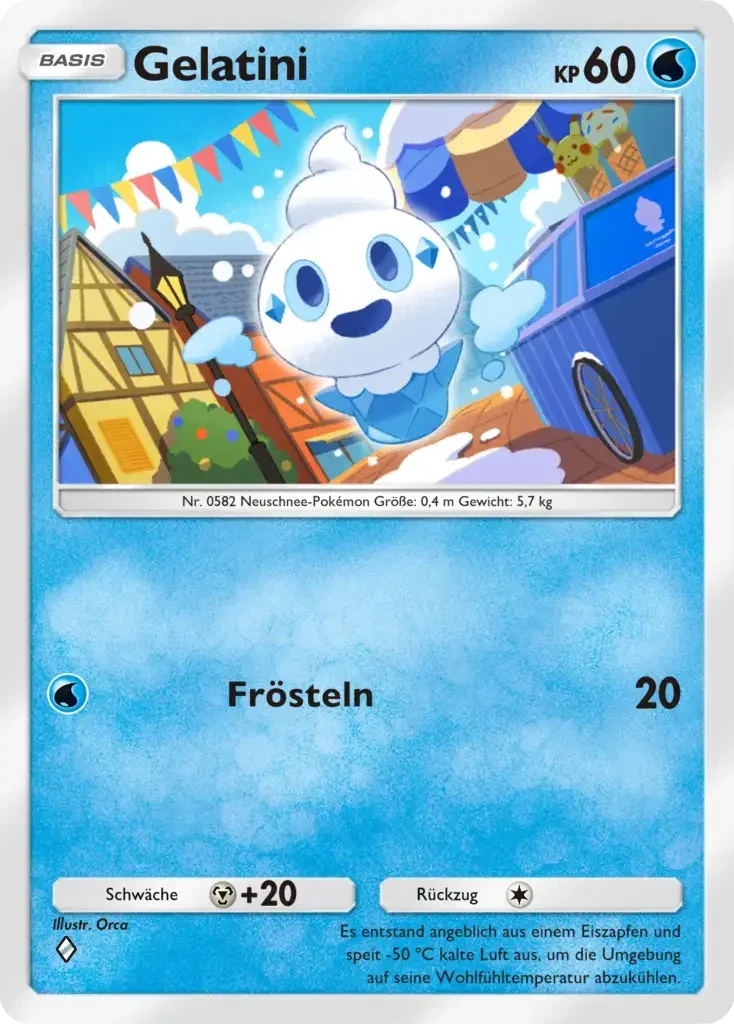 Gelatini Basis-Karte vom Typ Wasser mit Parade-Illustration, 60 KP, Attacke Frösteln