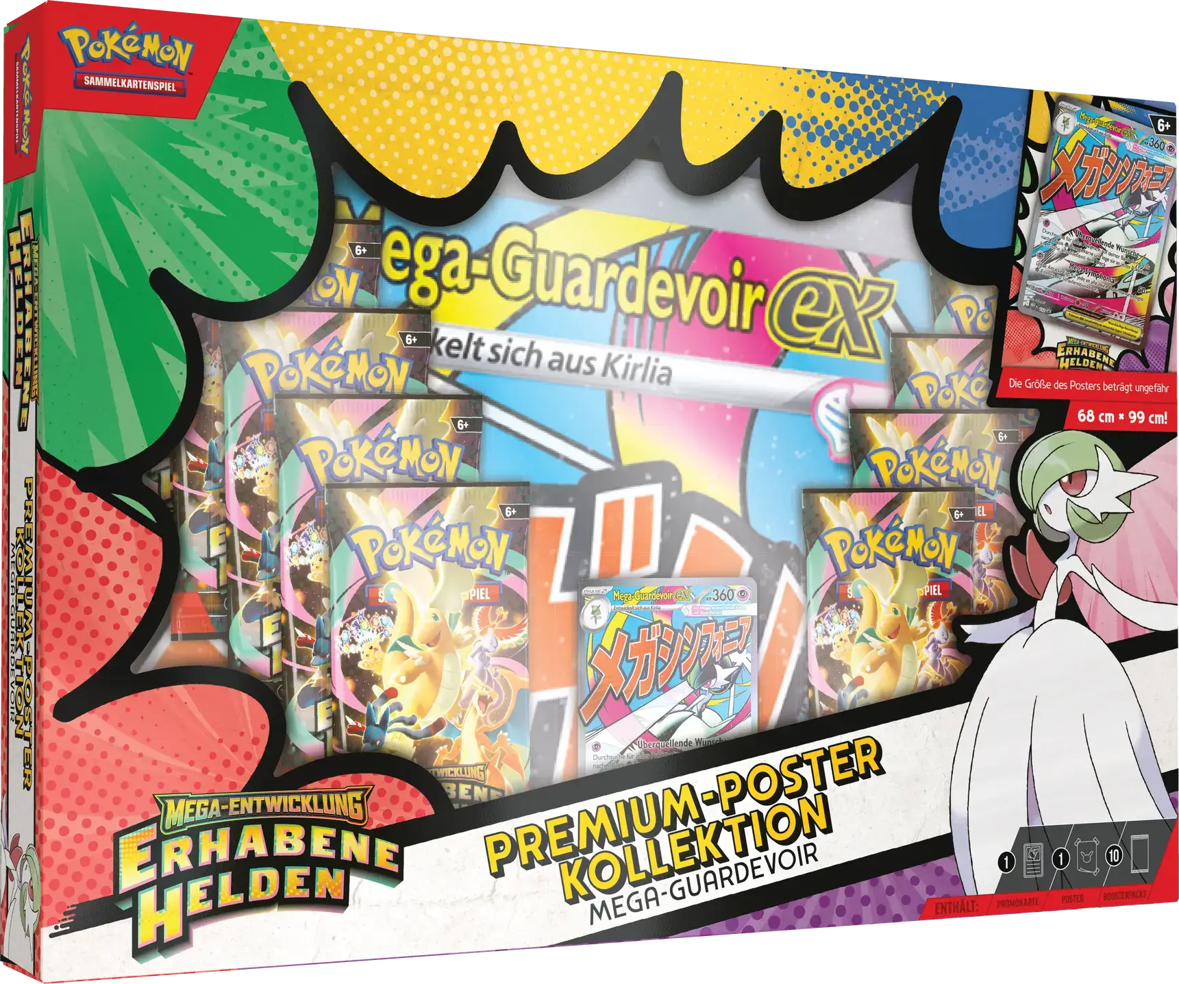 Pokémon TCG Premium-Poster-Kollektion Mega-Guardevoir-ex mit 10 Boosterpacks und großem Poster