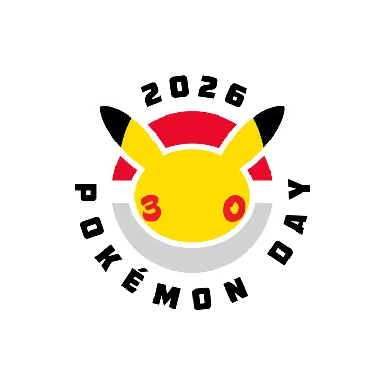 Pokémon Day 2026 Logo mit Pikachu-Kopf in rot-gelb-grauem Kreis auf weißem Hintergrund