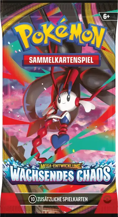 Pokémon TCG Boosterpack Mega-Entwicklung – Wachsendes Chaos mit Mega-Floette-ex, 10 Spielkarten, ab 6 Jahren.