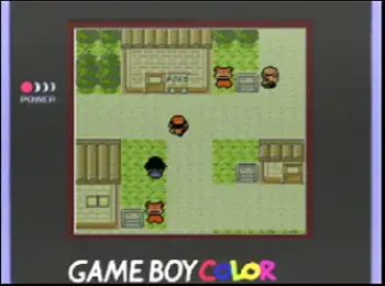 Pokémon Gold & Silber auf dem Game Boy Color: Spielcharakter läuft durch eine Stadt mit NPCs in der Vogelperspektive.