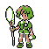 Pokémon Sprite: Arenaleiter Kai in grünem Outfit mit Kescher.