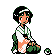 Pokémon Sprite: Arenaleiterin Erika in traditionellem japanischen Kimono.