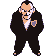 Pokémon Sprite: Arenaleiter Giovanni im schwarzen Anzug.