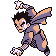 Pokémon Sprite: Arenaleiter Koga in lila Ninja-Kampfanzug.