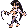 Pokémon Sprite: Arenaleiterin Sabrina in rotem Kampfanzug.
