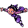 Pokémon Sprite: Arenaleiterin Janina in lila Ninja-Kampfanzug.