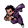 Pokémon Sprite: Top-Vier-Mitglied Koga in lila Ninja-Kampfanzug.