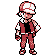 Pokémon Sprite: Trainer Rot in roter Jacke und weißer Hose mit roter Kappe.