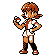 Pokémon Sprite: Arenaleiterin Bianka in orangefarbenem Top und kurzer Hose.