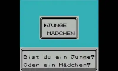 Spielauswahlmenü: Auswahl zwischen Junge und Mädchen mit der Frage „Bist du ein Junge oder ein Mädchen?"