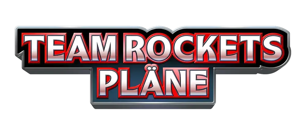 Logo „Team Rockets Pläne“ in roten, silbern umrandeten Buchstaben